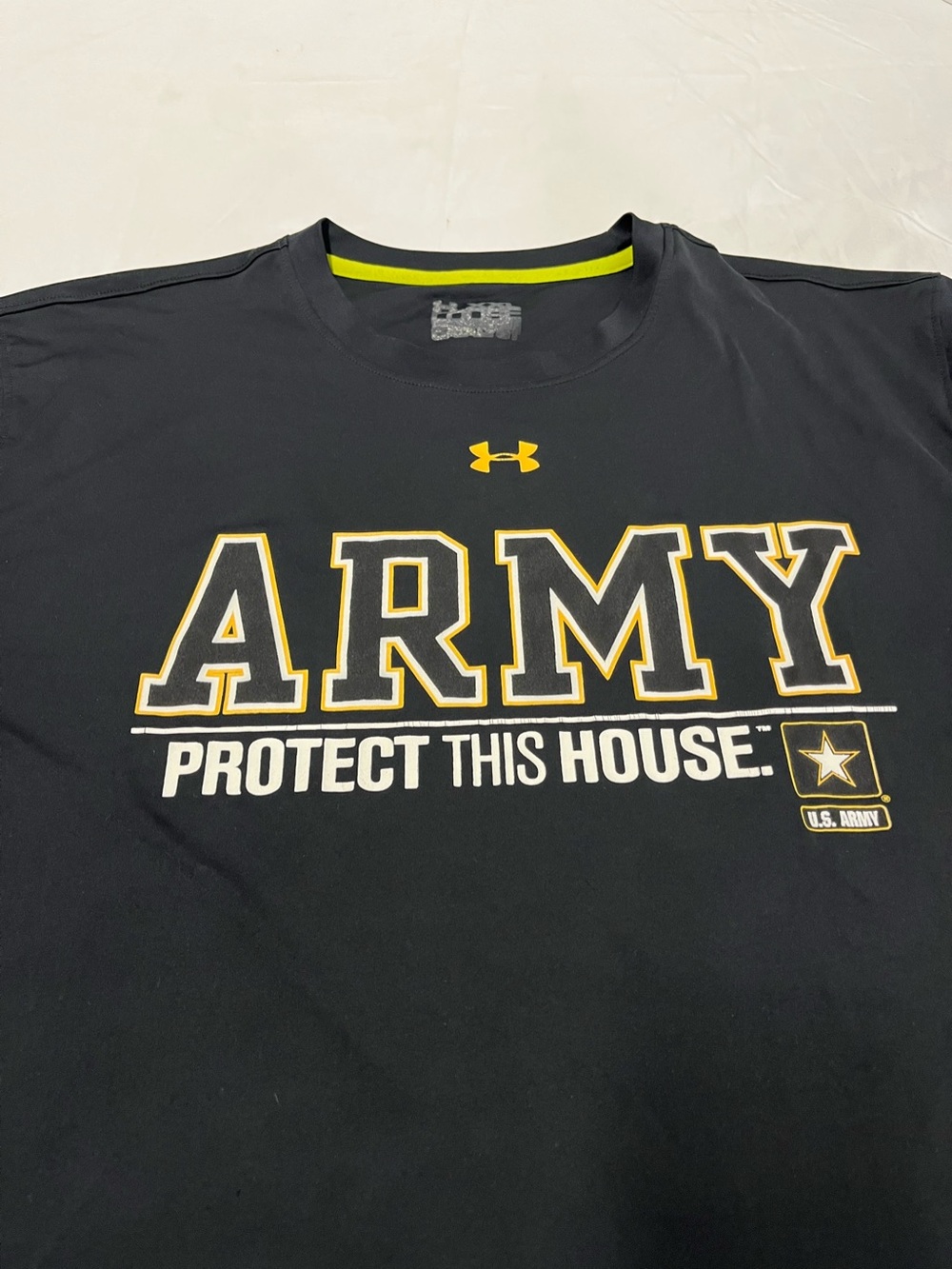 Under Armour Black Performane Polyester Tee with Gold ARMY Graphic